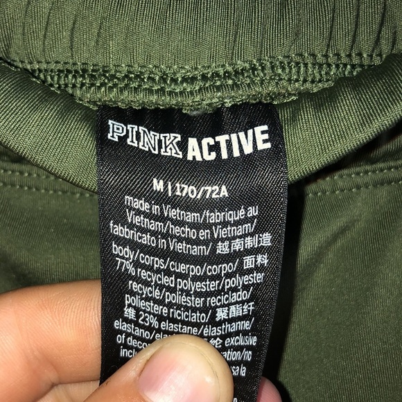 Pink Victoria’s Secret active wear olive green pants sweatpants size medium​​ - Picture 7 of 9